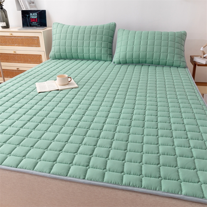 91家纺网 家纺一手货源 找家纺 拾小柒 2025新款A类原棉大豆纤维加厚床褥子床垫保护垫铺床款成人款-床护垫 绿 成人款