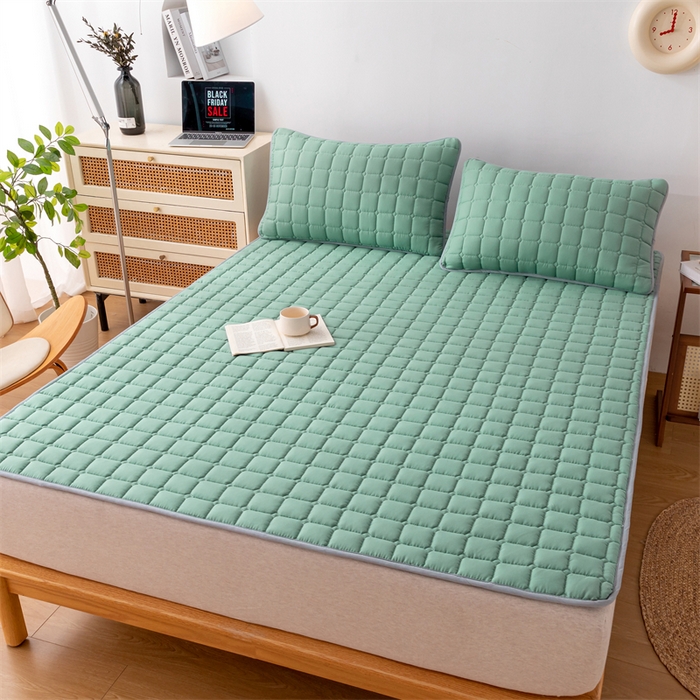 91家纺网 家纺一手货源 找家纺 拾小柒 2025新款A类原棉大豆纤维加厚床褥子床垫保护垫铺床款成人款-床护垫 绿 成人款