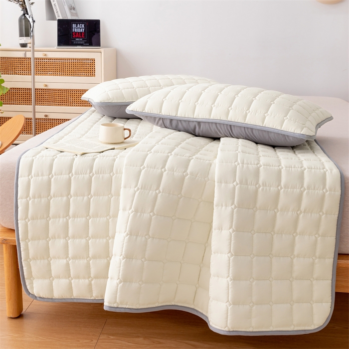 91家纺网 家纺一手货源 找家纺 拾小柒 2025新款A类原棉大豆纤维加厚床褥子床垫保护垫铺床款成人款-床护垫 米白 成人款