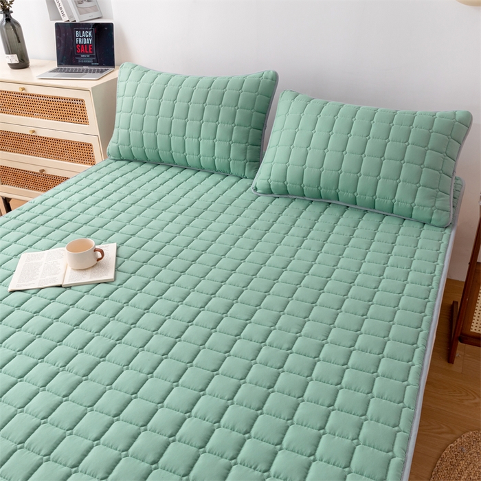 91家纺网 家纺一手货源 找家纺 拾小柒 2025新款A类原棉大豆纤维加厚床褥子床垫保护垫铺床款成人款-床护垫 绿 成人款