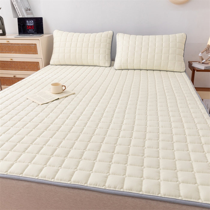 91家纺网 家纺一手货源 找家纺 拾小柒 2025新款A类原棉大豆纤维加厚床褥子床垫保护垫铺床款成人款-床护垫 米白 成人款