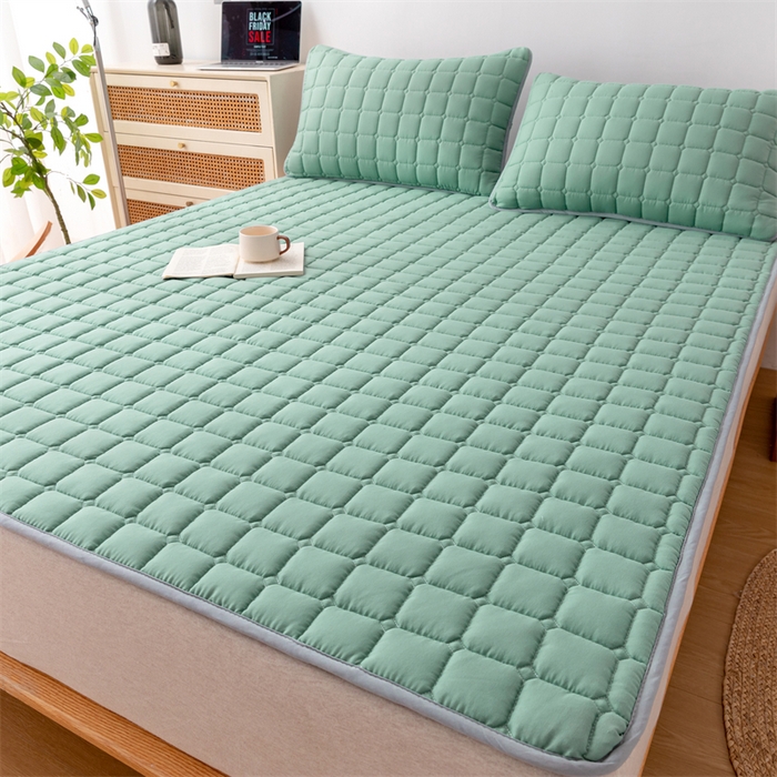 91家纺网 家纺一手货源 找家纺 拾小柒 2025新款A类原棉大豆纤维加厚床褥子床垫保护垫铺床款成人款-床护垫 绿 成人款