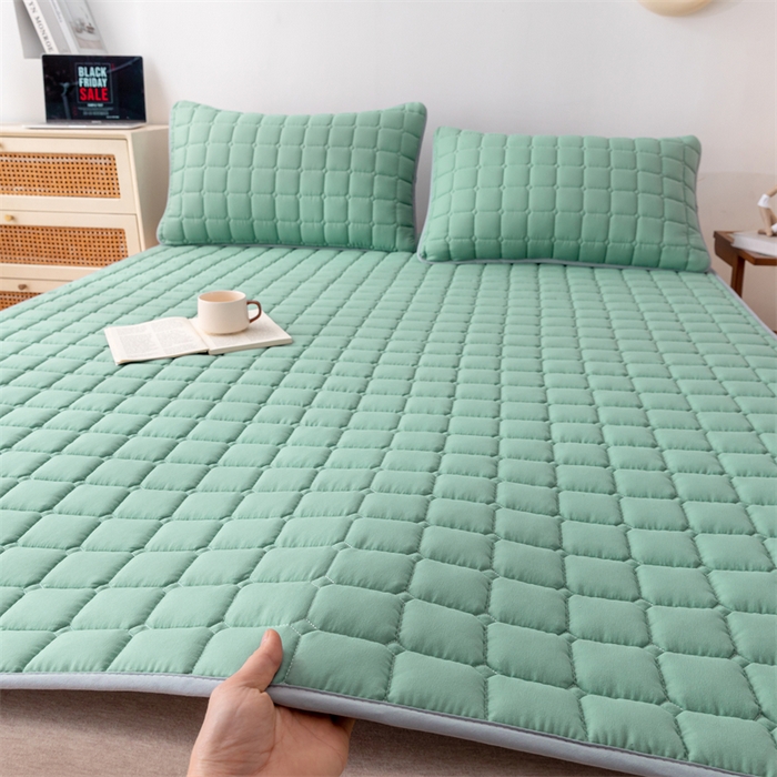 91家纺网 家纺一手货源 找家纺 拾小柒 2025新款A类原棉大豆纤维加厚床褥子床垫保护垫铺床款成人款-床护垫 绿 成人款