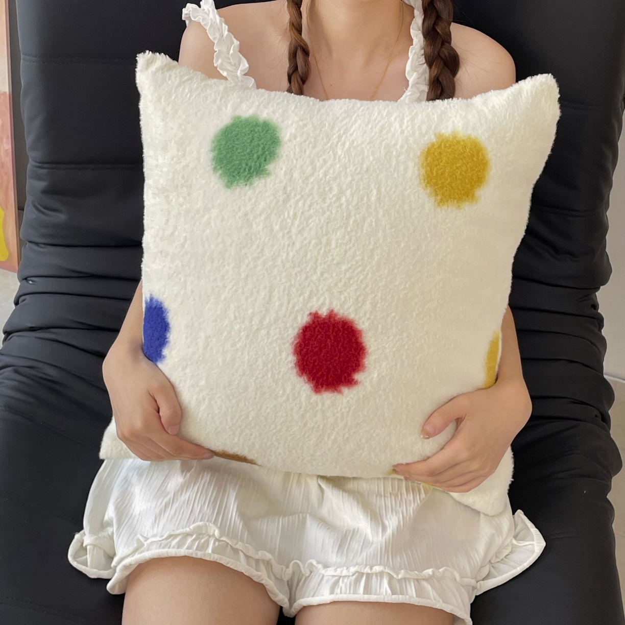 91家纺网 家纺一手货源 找家纺 十里居 2025新款双面绵羊绒多功能盖毯沙发毯户外毛毯 彩波点