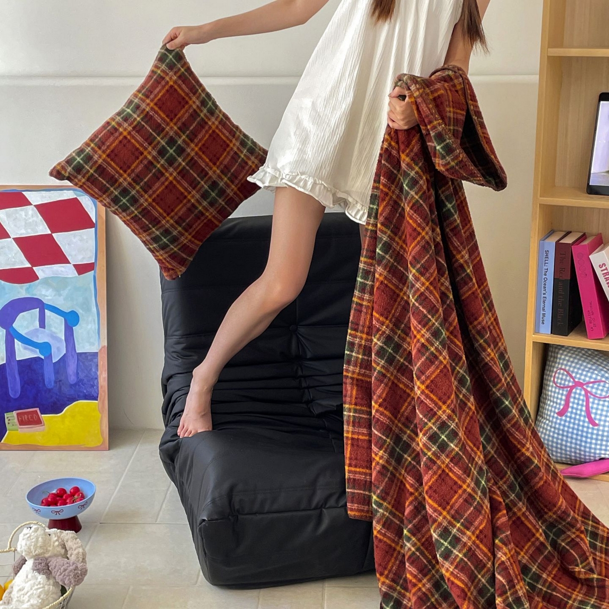 91家纺网 家纺一手货源 找家纺 十里居 2025新款双面绵羊绒多功能盖毯沙发毯户外毛毯 节日派对