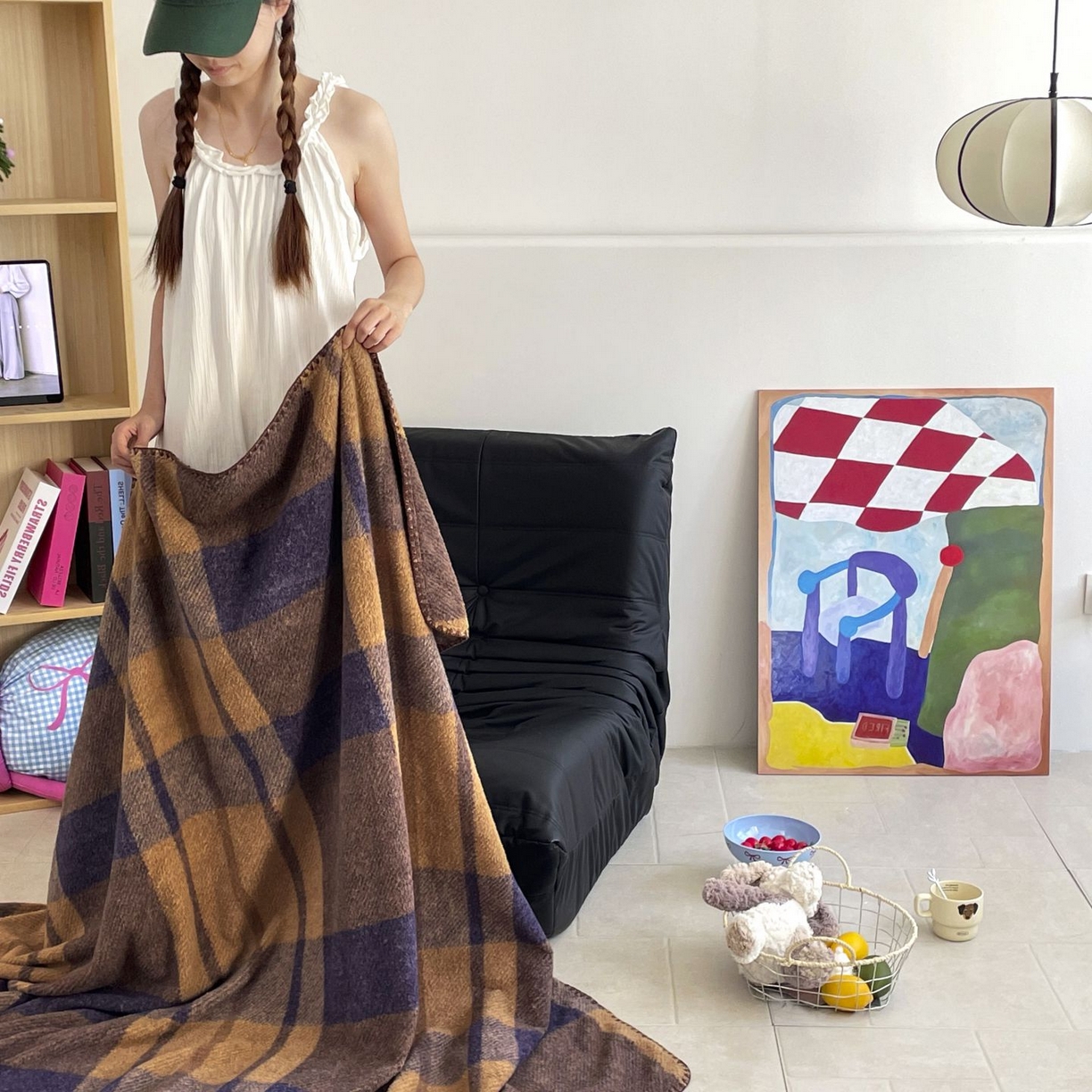 91家纺网 家纺一手货源 找家纺 十里居 2025新款双面绵羊绒多功能盖毯沙发毯户外毛毯 蓝郁