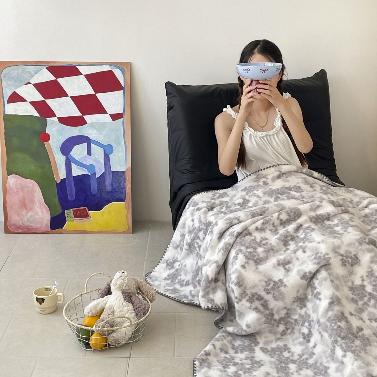 91家纺网 家纺一手货源 找家纺 十里居 2025新款双面绵羊绒多功能盖毯沙发毯户外毛毯 梦幻花园