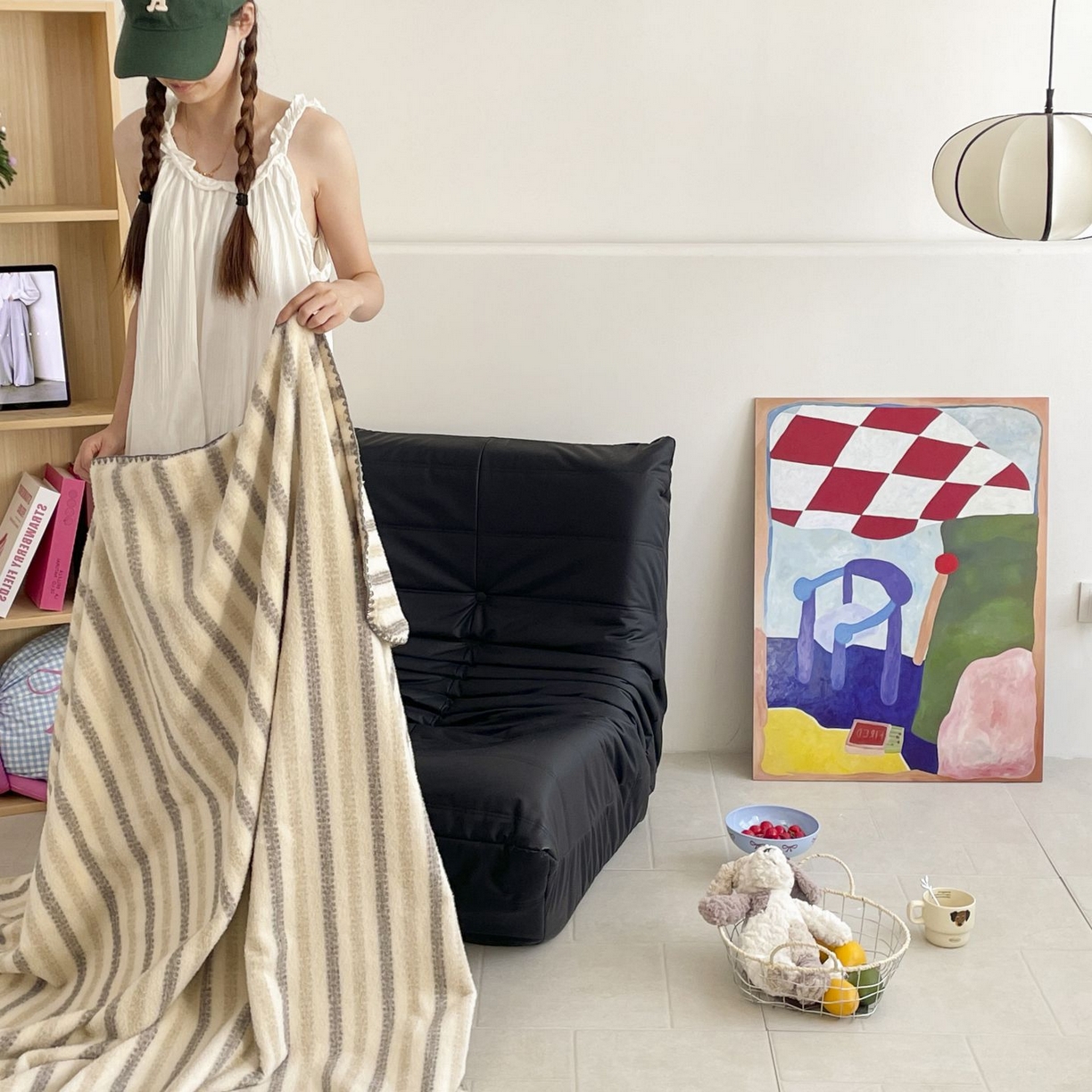 91家纺网 家纺一手货源 找家纺 十里居 2025新款双面绵羊绒多功能盖毯沙发毯户外毛毯 虚幻米