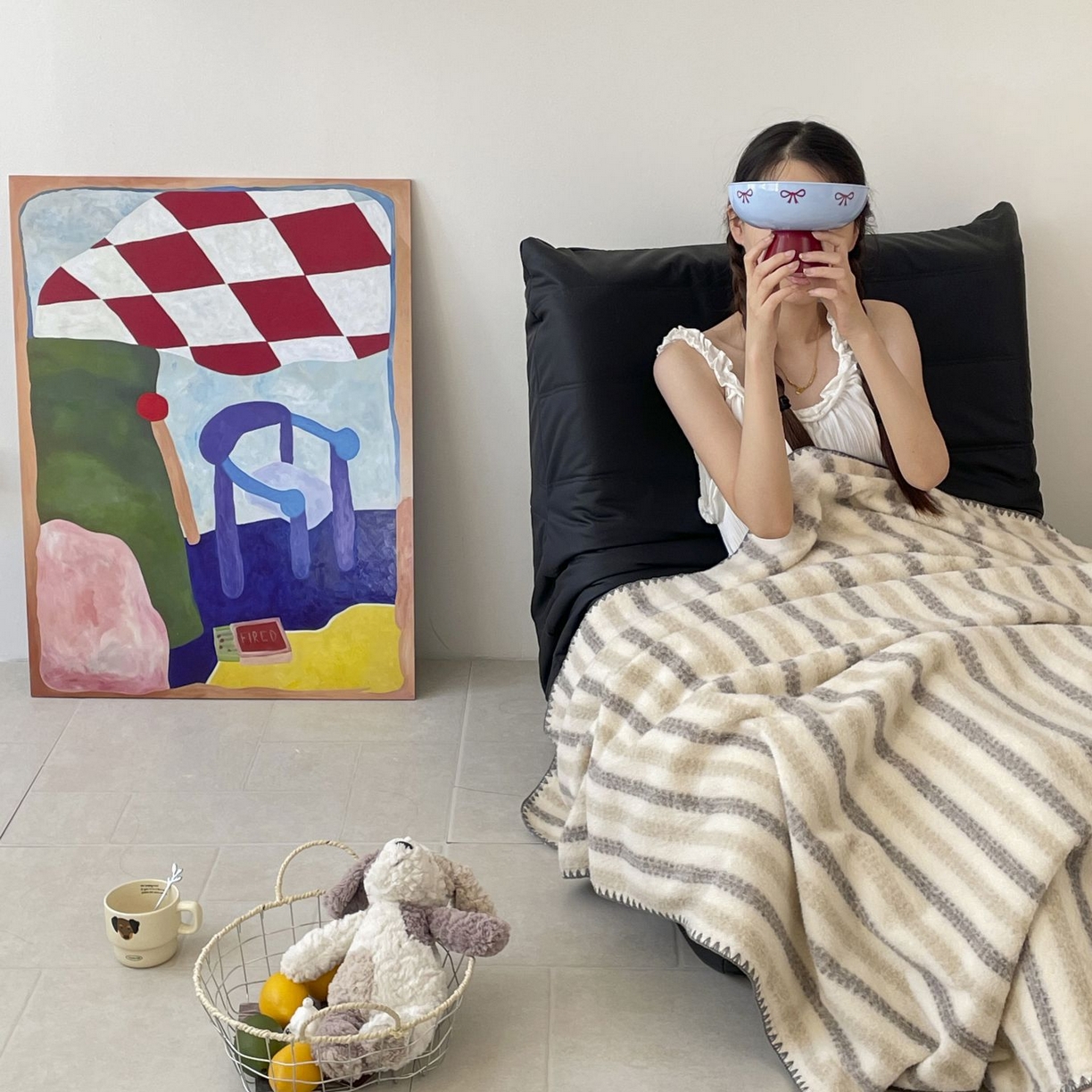 91家纺网 家纺一手货源 找家纺 十里居 2025新款双面绵羊绒多功能盖毯沙发毯户外毛毯 虚幻米