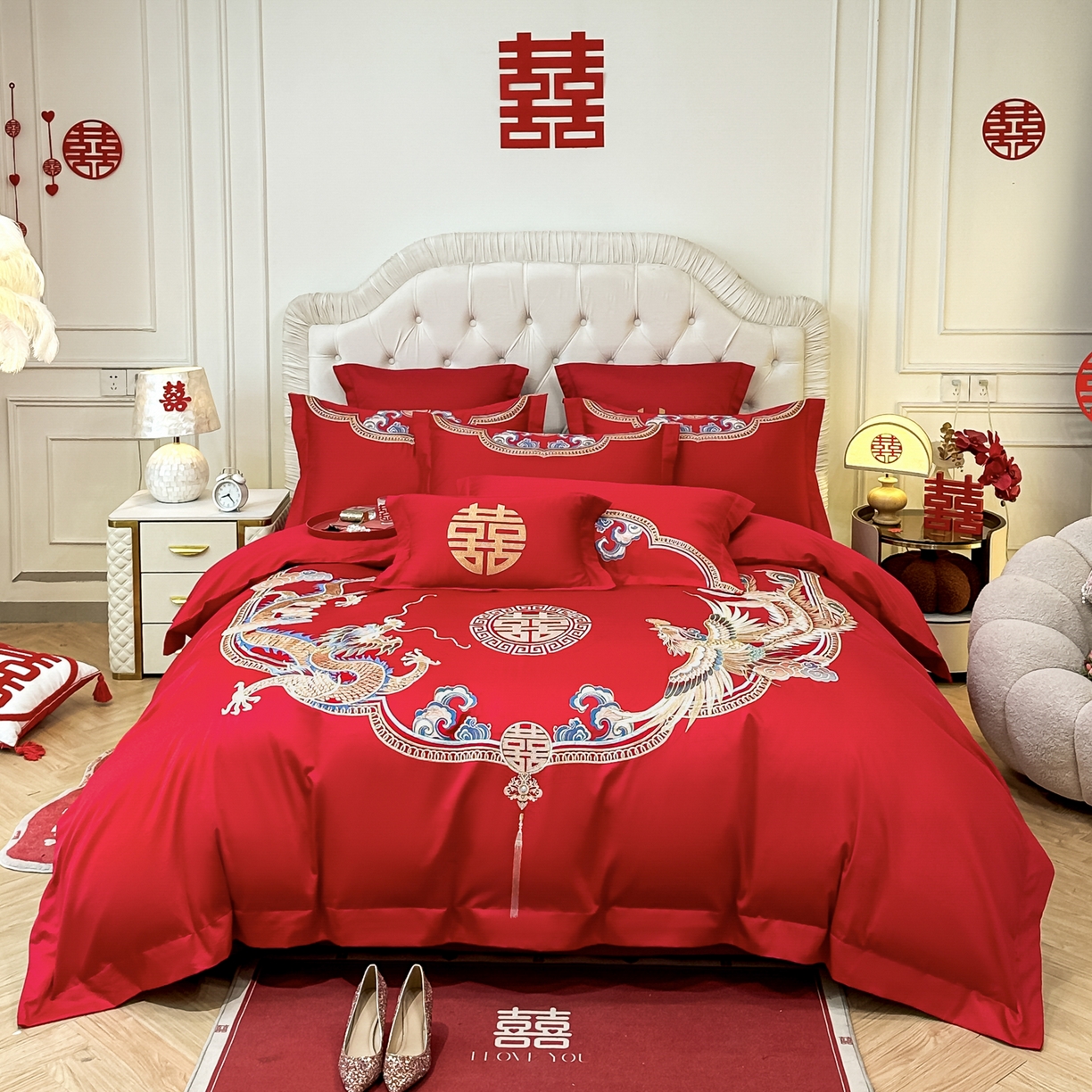 91家纺网 家纺一手货源 找家纺 （总）欧乐蒂 2025新款亲肤棉婚庆刺绣四件套