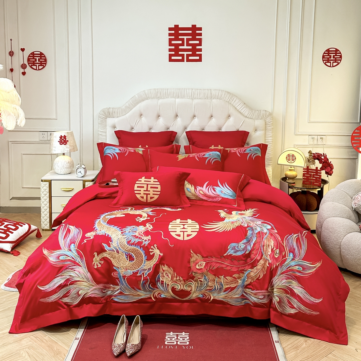 91家纺网 家纺一手货源 找家纺 （总）欧乐蒂 2025新款亲肤棉婚庆刺绣四件套