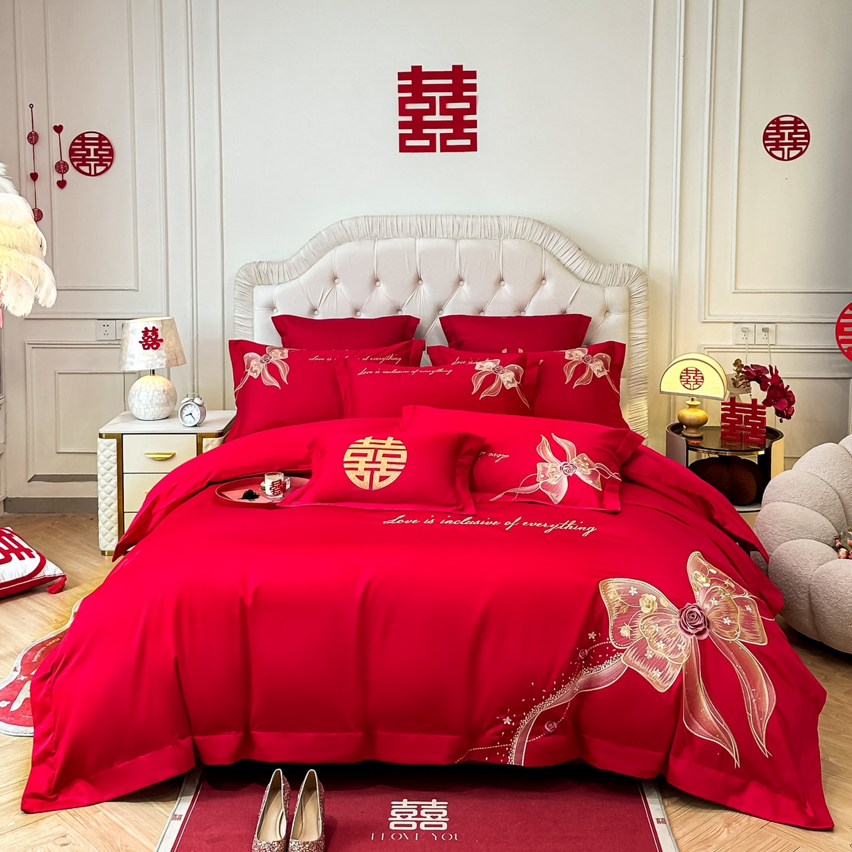 91家纺网 家纺一手货源 找家纺 （总）欧乐蒂 2025新款亲肤棉婚庆刺绣四件套