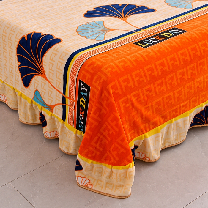 91家纺网 家纺一手货源 找家纺 博兰蒂 2025新款床裙款高克重牛奶绒印花四件套三生有幸