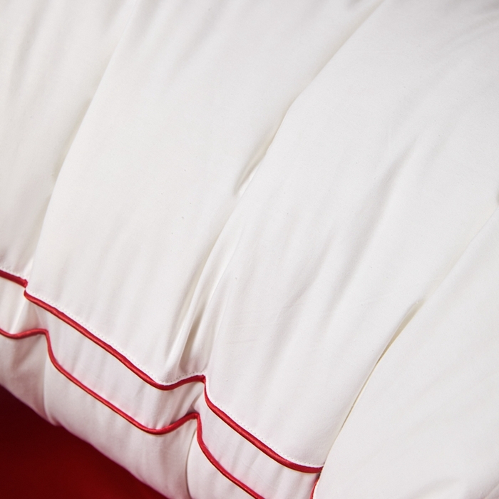 91家纺网 家纺一手货源 找家纺 欧乐蒂 2025新款婚庆刺绣立体边纤维枕 双囍枕芯～白