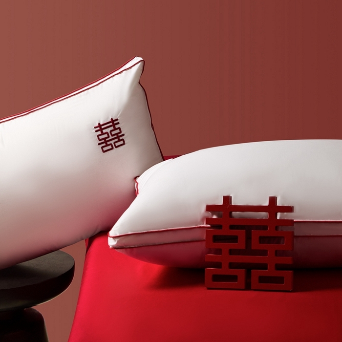 91家纺网 家纺一手货源 找家纺 （总）欧乐蒂 2025新款婚庆刺绣立体边纤维枕