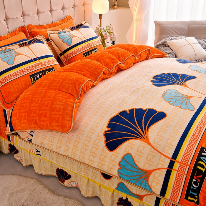 91家纺网 家纺一手货源 找家纺 （总）博兰蒂 2025新款床裙款高克重牛奶绒印花单被套