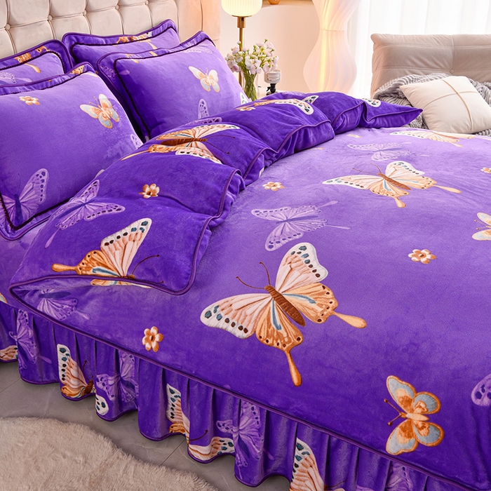 91家纺网 家纺一手货源 找家纺 （总）博兰蒂 2025新款床裙款高克重牛奶绒印花单被套