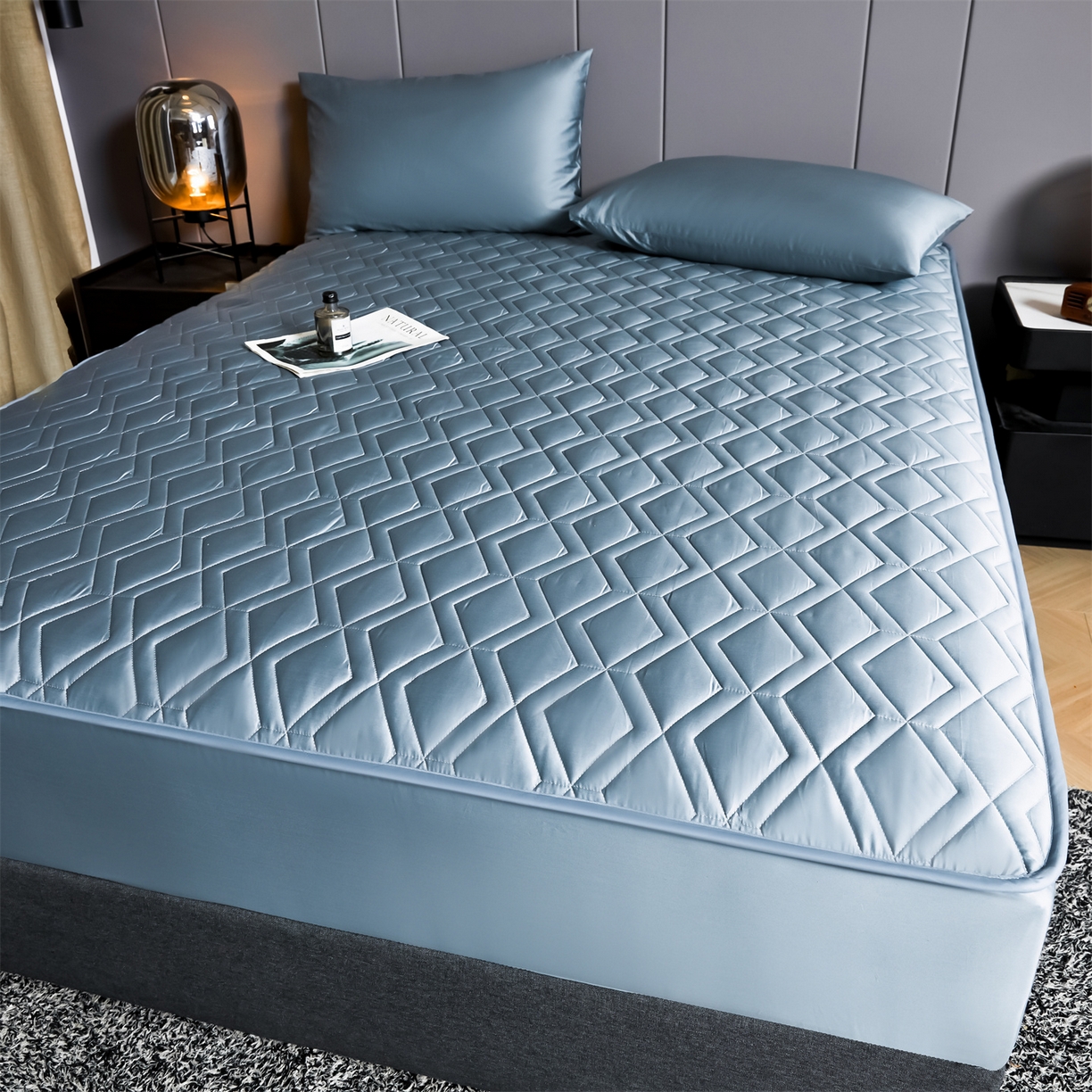 91家纺网 家纺一手货源 找家纺 优眠坊 2025新款60S全棉纯棉纯色床笠系列单床笠单品床笠单件床笠 景泰蓝