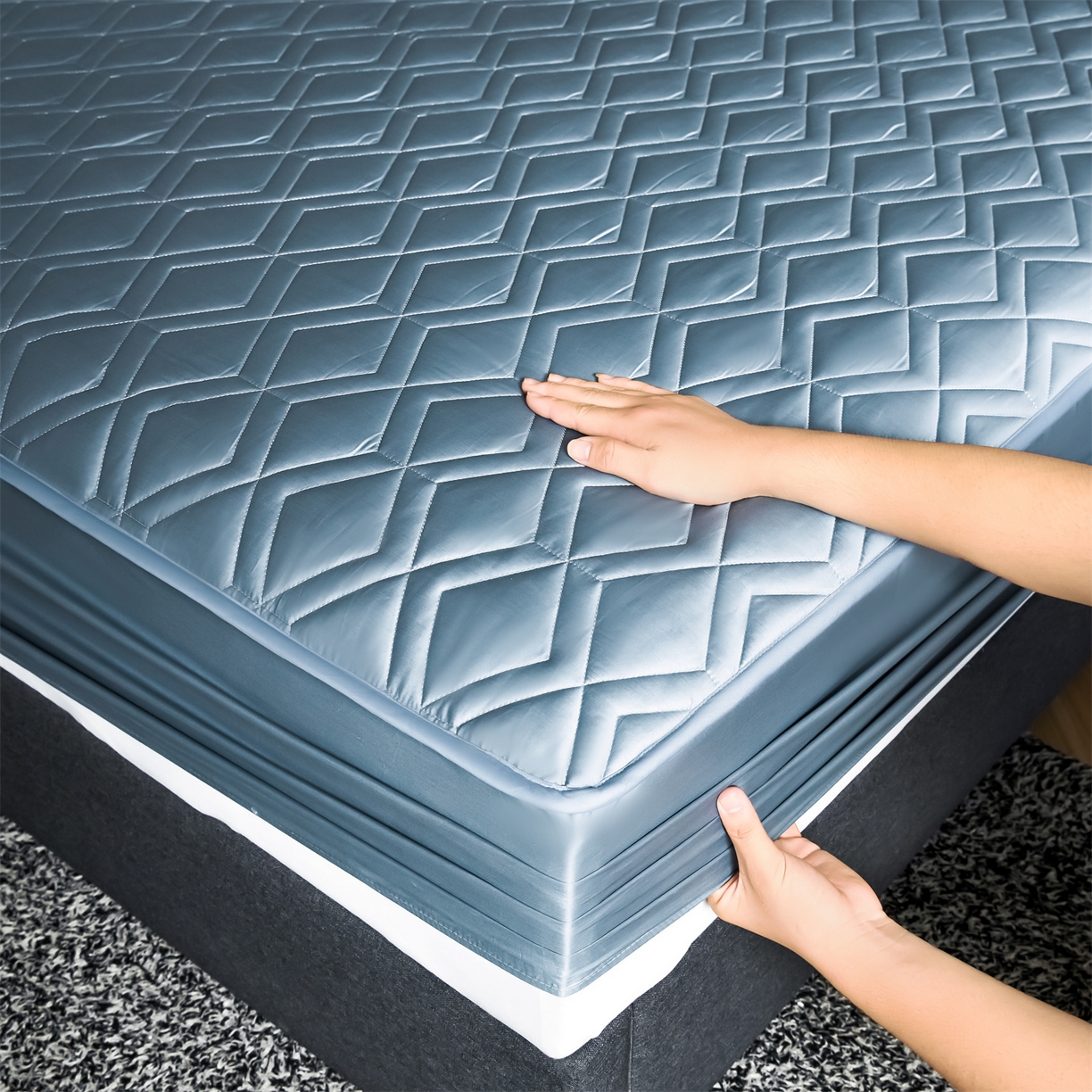 91家纺网 家纺一手货源 找家纺 优眠坊 2025新款60S全棉纯棉纯色床笠系列单床笠单品床笠单件床笠 景泰蓝