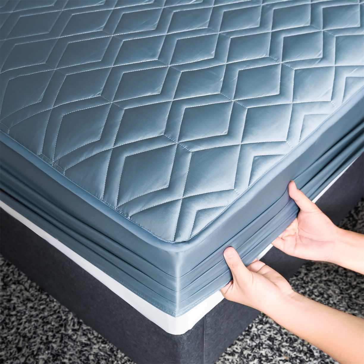 91家纺网 家纺一手货源 找家纺 优眠坊 2025新款60S全棉纯棉纯色床笠系列单床笠单品床笠单件床笠 景泰蓝