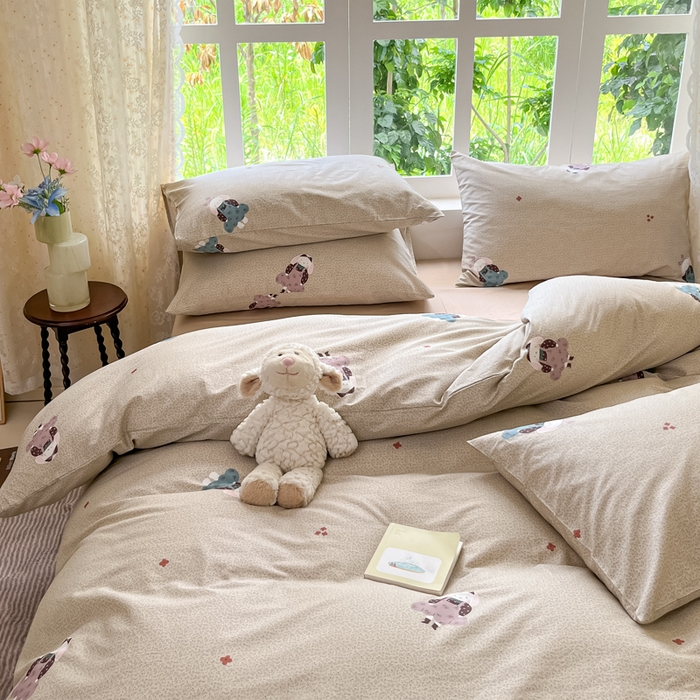 91家纺网 家纺一手货源 找家纺 柠馨 2025秋冬新款全棉印花四件套 光隙兔