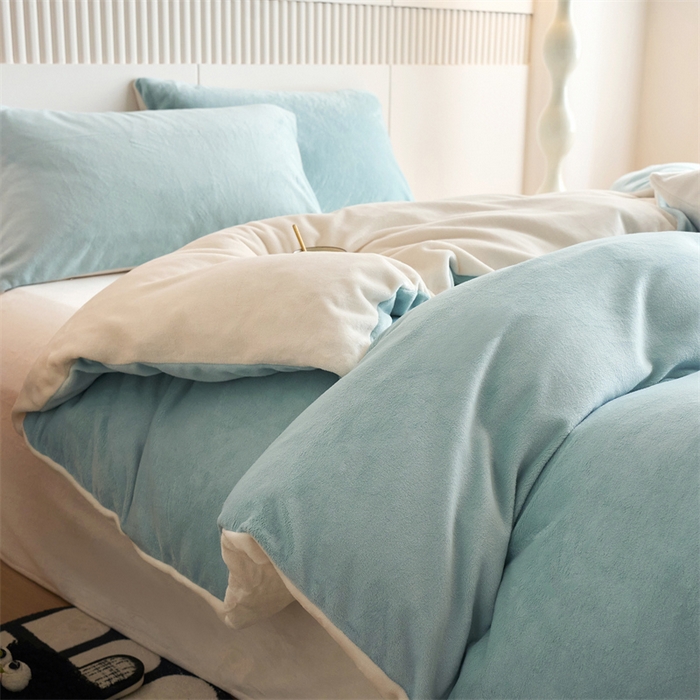 91家纺网 家纺一手货源 找家纺 （总）兰紫橙家纺 2025新款200克重纯色单面牛奶绒四件套