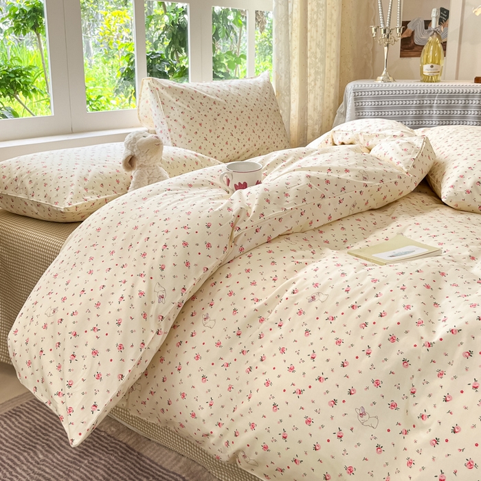 91家纺网 家纺一手货源 找家纺 柠馨 2025秋冬新款全棉印花四件套 花啵兔 