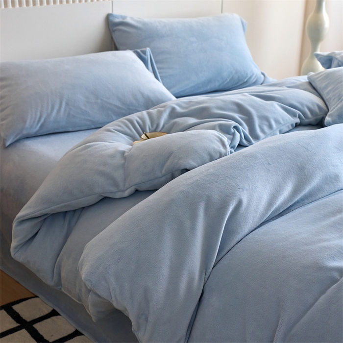 91家纺网 家纺一手货源 找家纺 （总）兰紫橙家纺 2025新款200克重纯色单面牛奶绒四件套