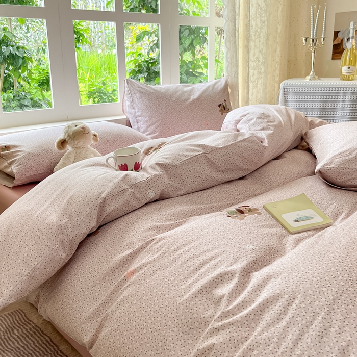 91家纺网 家纺一手货源 找家纺 柠馨 2025秋冬新款全棉印花四件套 花花伙伴