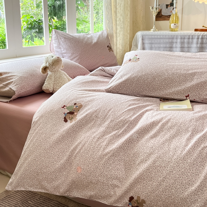 91家纺网 家纺一手货源 找家纺 柠馨 2025秋冬新款全棉印花四件套 花花伙伴