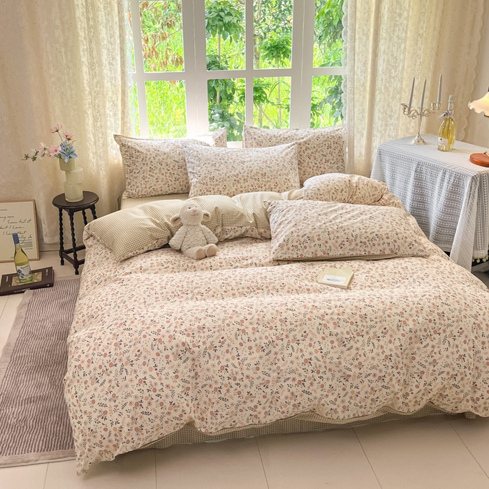 91家纺网 家纺一手货源 找家纺 柠馨 2025秋冬新款全棉印花四件套 花信