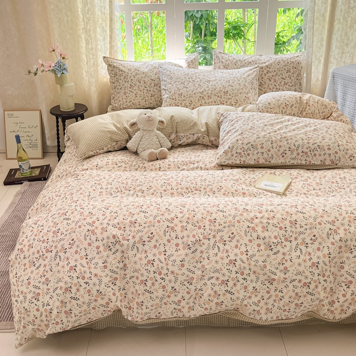 91家纺网 家纺一手货源 找家纺 柠馨 2025秋冬新款全棉印花四件套 花信