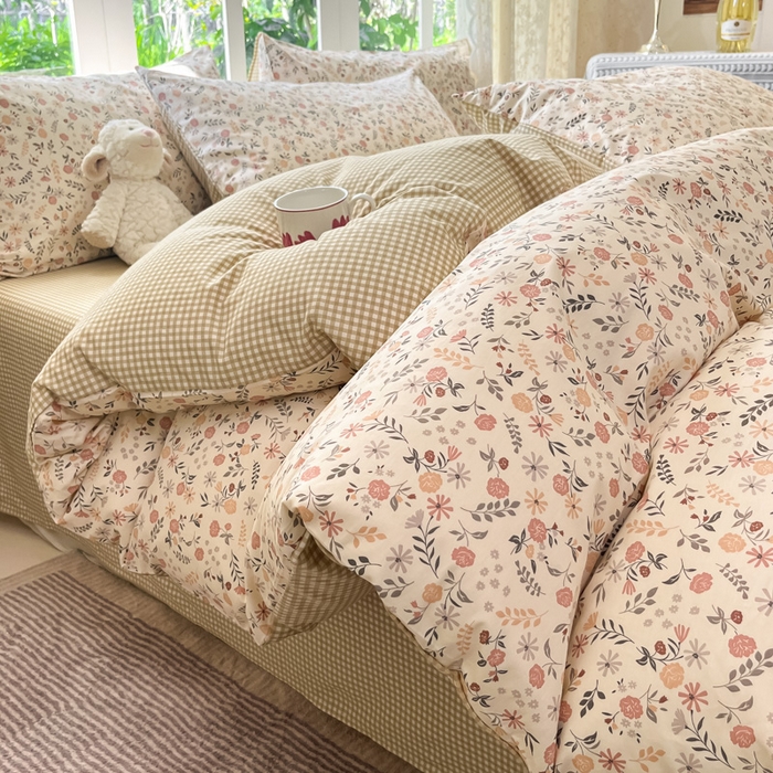 91家纺网 家纺一手货源 找家纺 柠馨 2025秋冬新款全棉印花四件套 花信