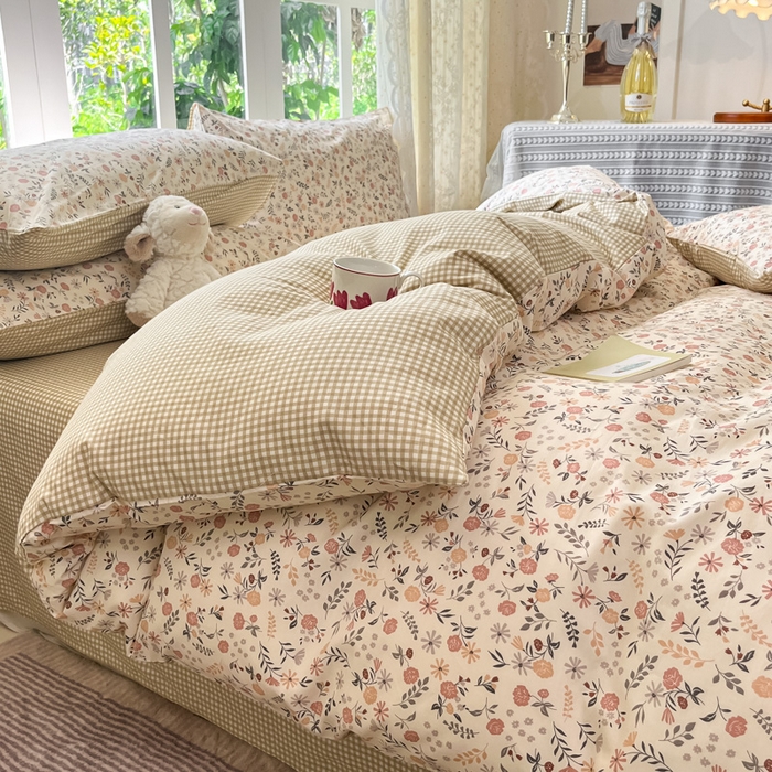 91家纺网 家纺一手货源 找家纺 柠馨 2025秋冬新款全棉印花四件套 花信