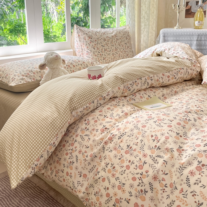 91家纺网 家纺一手货源 找家纺 柠馨 2025秋冬新款全棉印花四件套 花信