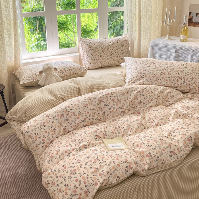 91家纺网 家纺一手货源 找家纺 柠馨 2025秋冬新款全棉印花四件套 花信