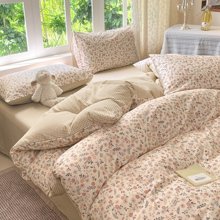 91家纺网 家纺一手货源 找家纺 柠馨 2025秋冬新款全棉印花四件套 花信