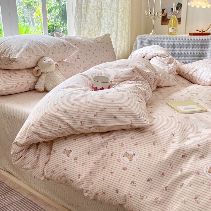 91家纺网 家纺一手货源 找家纺 柠馨 2025秋冬新款全棉印花四件套 花熊噗