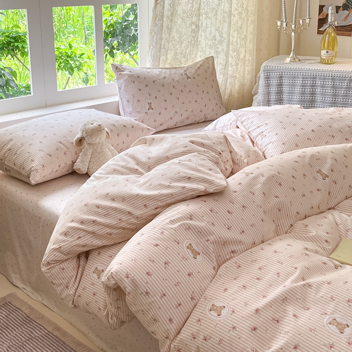 91家纺网 家纺一手货源 找家纺 柠馨 2025秋冬新款全棉印花四件套 花熊噗