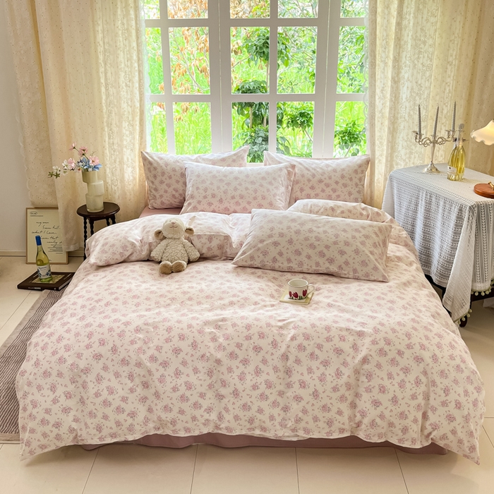 柠馨 2025秋冬新款全棉印花四件套 花言