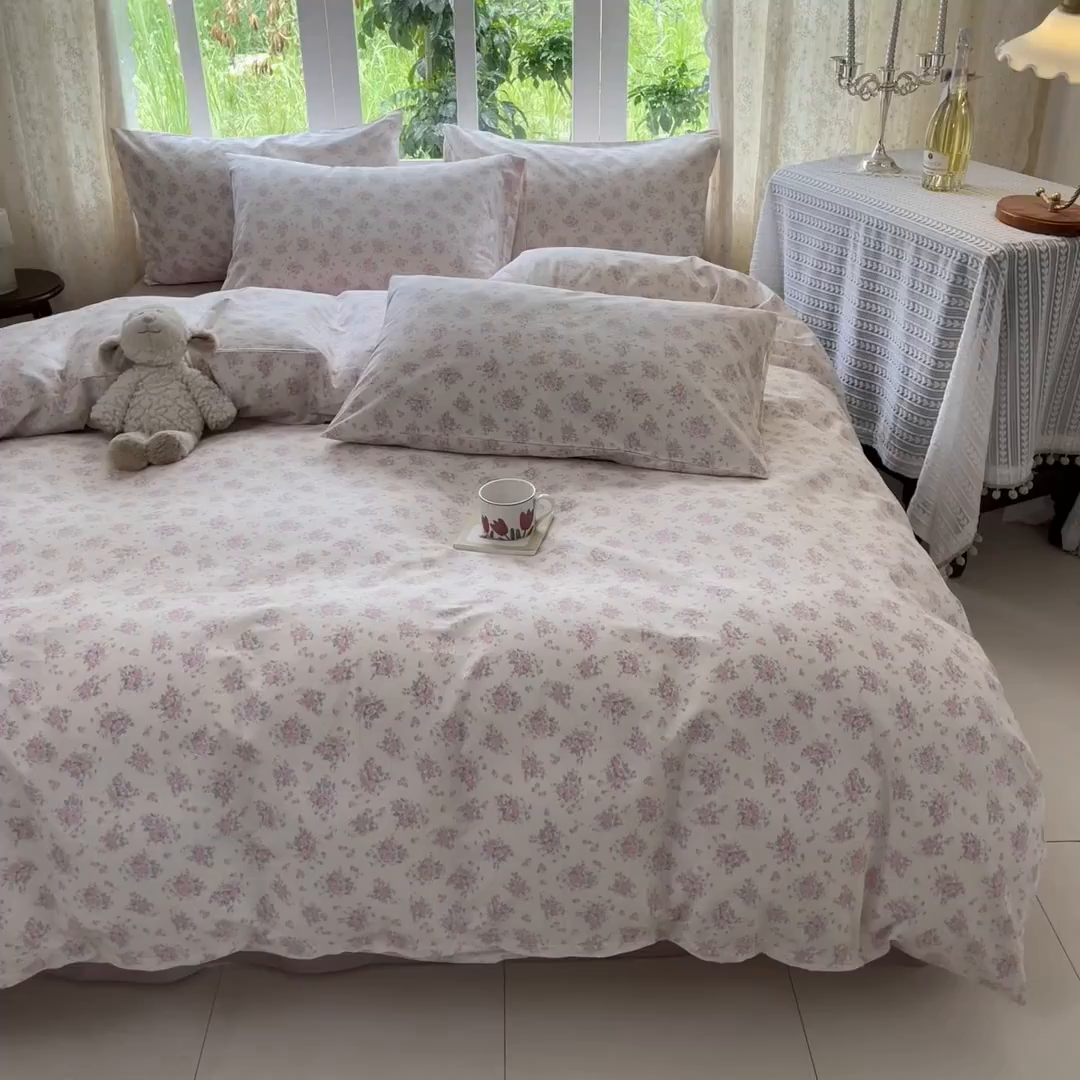 91家纺网 家纺一手货源 找家纺 柠馨 2025秋冬新款全棉印花四件套 花言