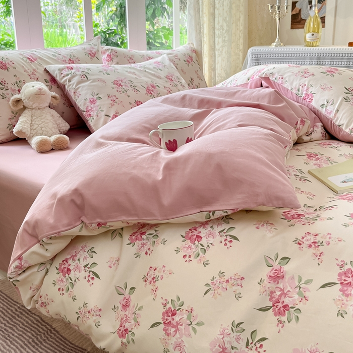 91家纺网 家纺一手货源 找家纺 柠馨 2025秋冬新款全棉印花四件套 落樱