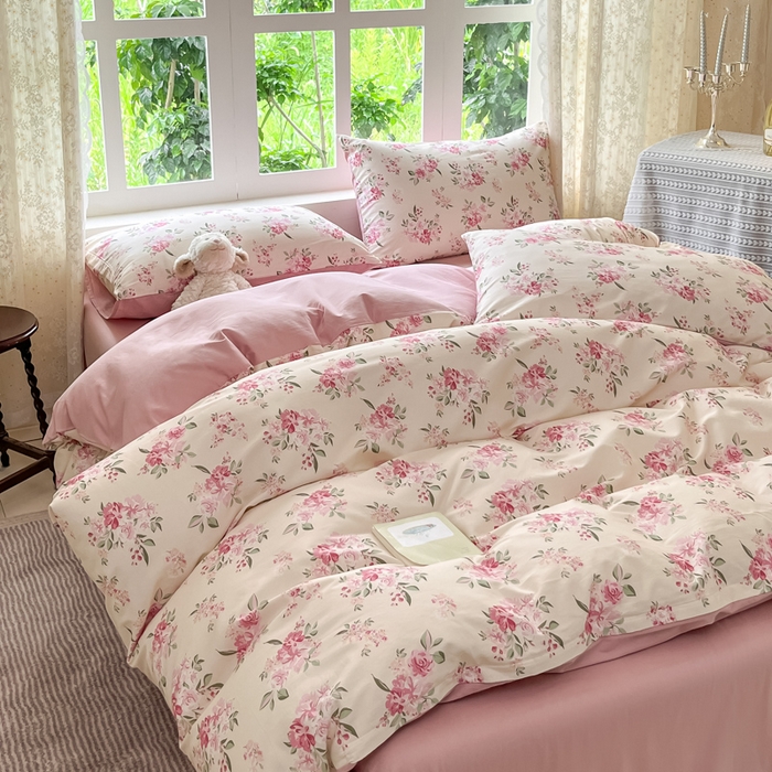 91家纺网 家纺一手货源 找家纺 柠馨 2025秋冬新款全棉印花四件套 落樱