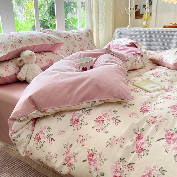 91家纺网 家纺一手货源 找家纺 柠馨 2025秋冬新款全棉印花四件套 落樱