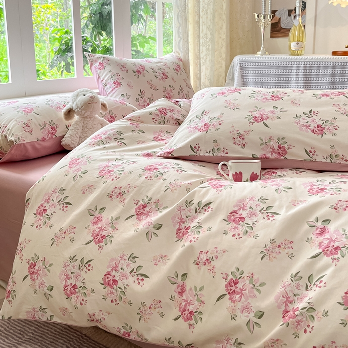 91家纺网 家纺一手货源 找家纺 柠馨 2025秋冬新款全棉印花四件套 落樱