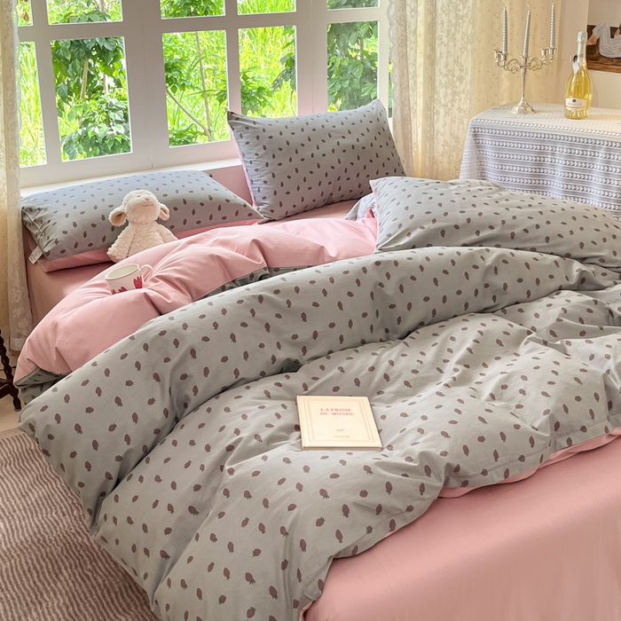 91家纺网 家纺一手货源 找家纺 柠馨 2025秋冬新款全棉印花四件套 莓雪