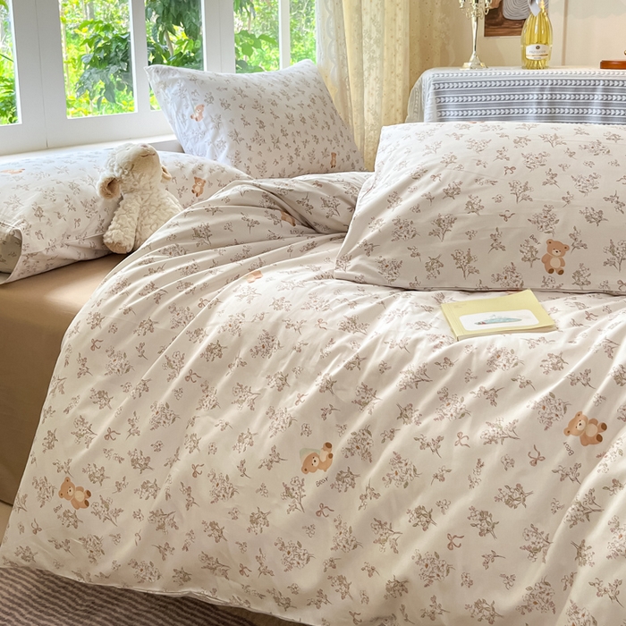 91家纺网 家纺一手货源 找家纺 柠馨 2025秋冬新款全棉印花四件套 浅草