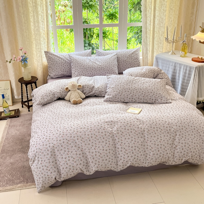 91家纺网 家纺一手货源 找家纺 柠馨 2025秋冬新款全棉印花四件套 浅黛 