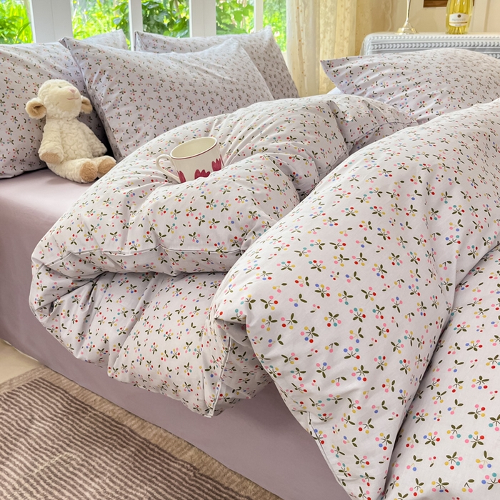 91家纺网 家纺一手货源 找家纺 柠馨 2025秋冬新款全棉印花四件套 浅黛 