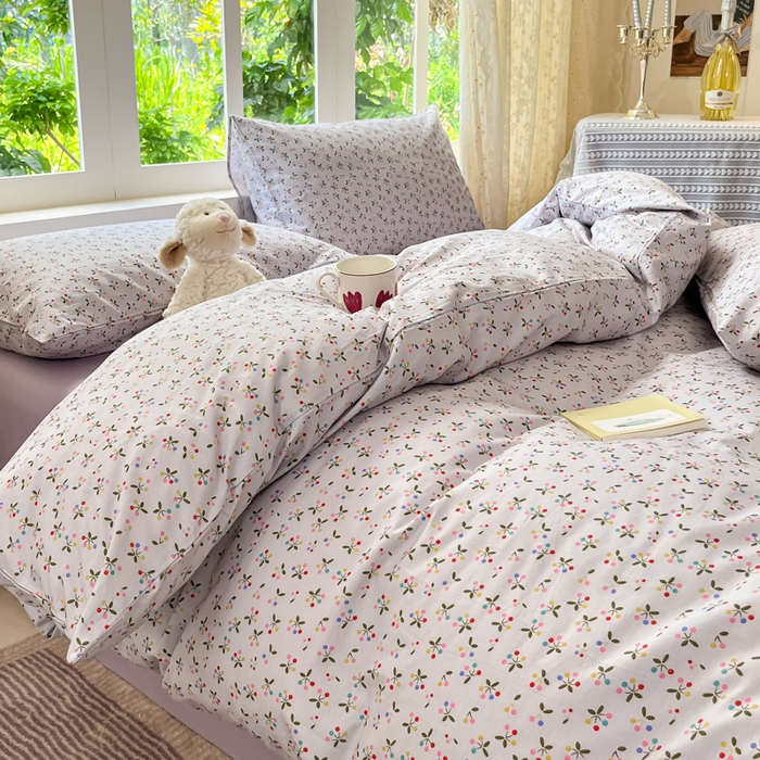 91家纺网 家纺一手货源 找家纺 柠馨 2025秋冬新款全棉印花四件套 浅黛 